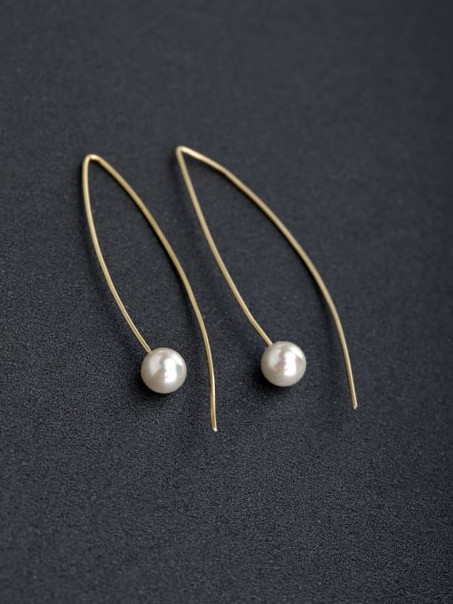 Lin Liang Minimalist lines Imitation pearls 925 silver Threader Earrings 0