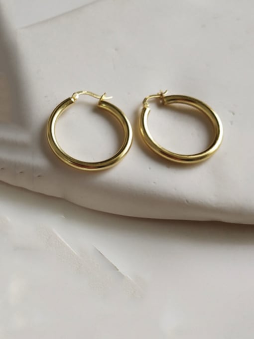 Boomer Cat 925 Sterling Silver With Gold Plated Simplistic Round Hoop Earrings 0