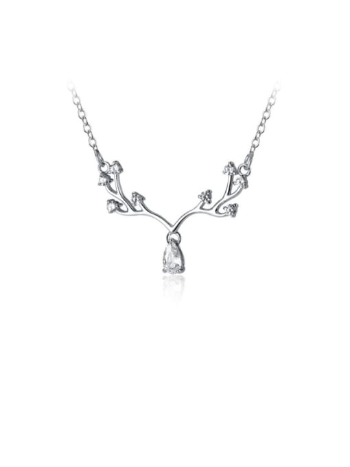 Rosh 925 Sterling Silver With Platinum Plated Personality Water Drop Necklaces