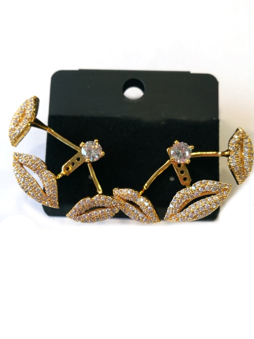 Tabora GODKI Luxury Women Wedding Dubai Copper With Gold Plated Fashion Lips Earrings 0