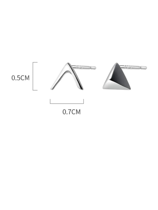 Rosh 925 Sterling Silver With Platinum Plated Simplistic  Asymmetry Triangle Stud Earrings 4