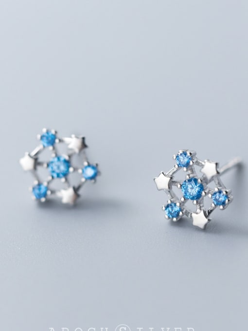 Silver 925 Sterling Silver With Cubic Zirconia Fashion Geometric Stud Earrings