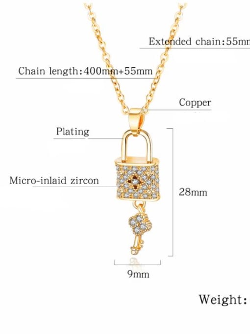Open Sky Copper With Gold Plated Fashion lock and key Necklaces 3