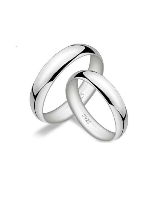 Sliver 925 Sterling Silver With Glossy  Simplistic Loves  Rings