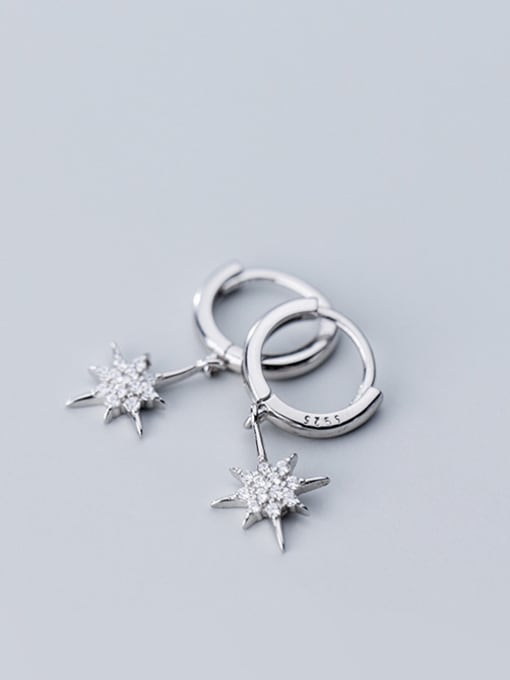 sliver 925 Sterling Silver With Cubic Zirconia Simplistic Star Earrings