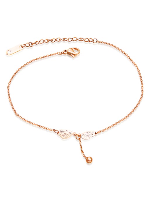 Open Sky Stainless Steel With Rose Gold Plated Fashion Butterfly wing Anklets