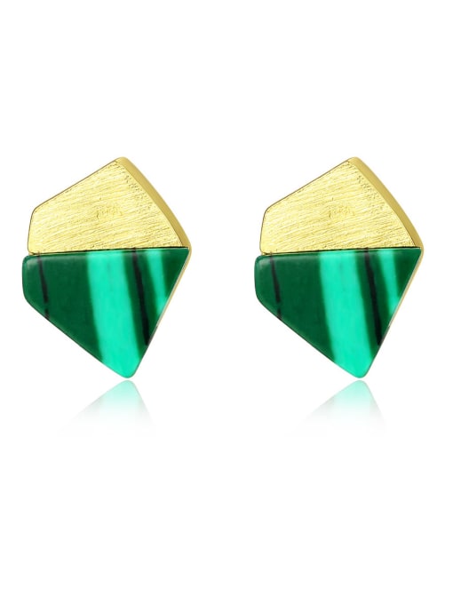 CCUI Copper With Turquoise  Simplistic Geometric Stud Earrings 0