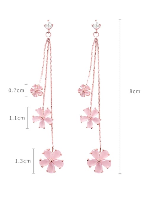 Girlhood Alloy With Rose Gold Plated Fashion Flower tassel Drop Earrings 4