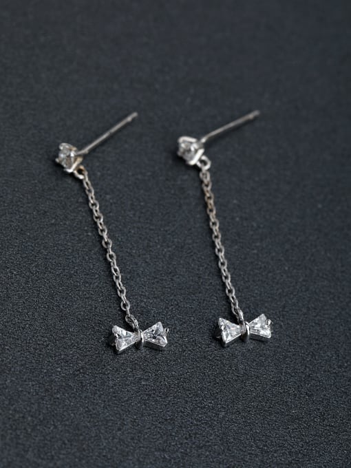 Lin Liang Micro inlay Zircon Bowtie 925 silver Drop Earrings 0