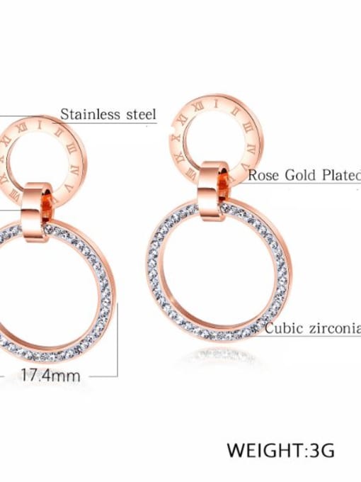Open Sky Stainless Steel With Rose Gold Plated Delicate Round with Rome number Stud Earrings 2