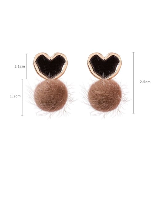 Girlhood Alloy With Rose Gold Plated Cute Heart  Plush ball Drop Earrings 3