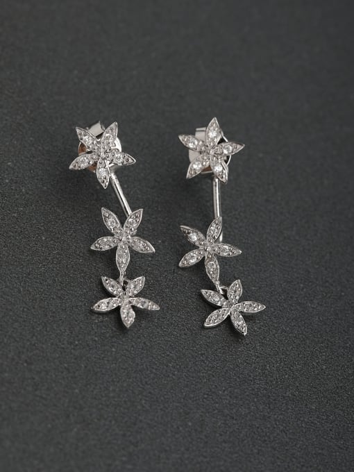 Lin Liang Micro inlay Zircon Flower 925 silver Drop Earrings 0