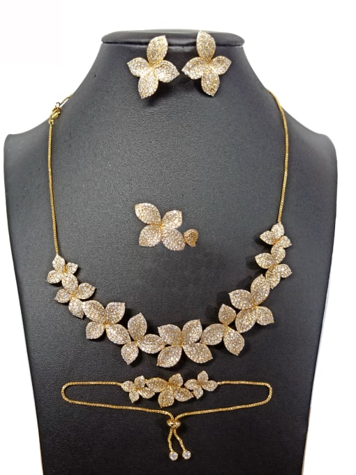 Tabora GODKI Luxury Women Wedding Dubai Copper With Gold Plated Fashion Leaf Jewelry Sets 0