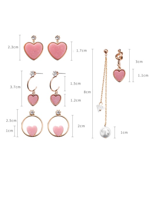 Girlhood Alloy With Rose Gold Plated Cute Heart Stud Earrings 3