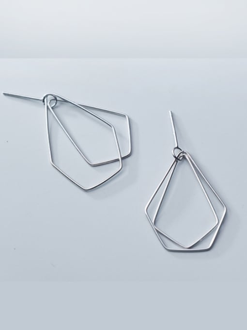 Rosh 925 Sterling Silver With Platinum Plated Trendy Geometric Drop Earrings 2