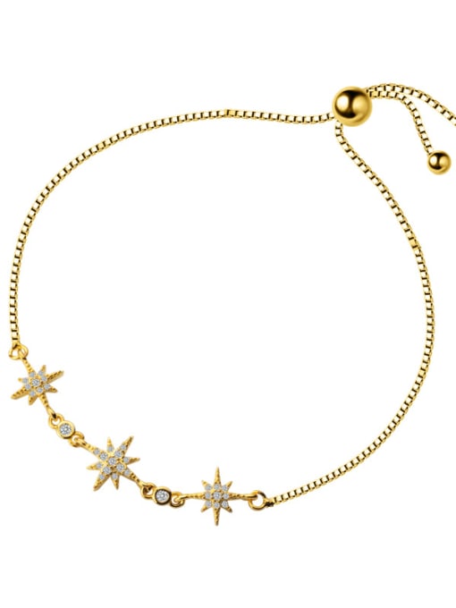 Gold 925 Sterling Silver With Cubic Zirconia Personality Star Bracelets