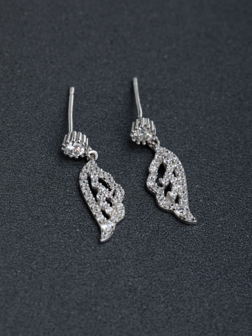 Lin Liang Inlaid Full drill Leaf 925 silver Drop Earrings 0