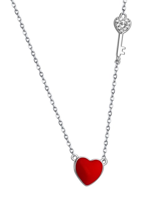 sliver 925 Sterling Silver With Resin Simplistic Heart Locket Necklace