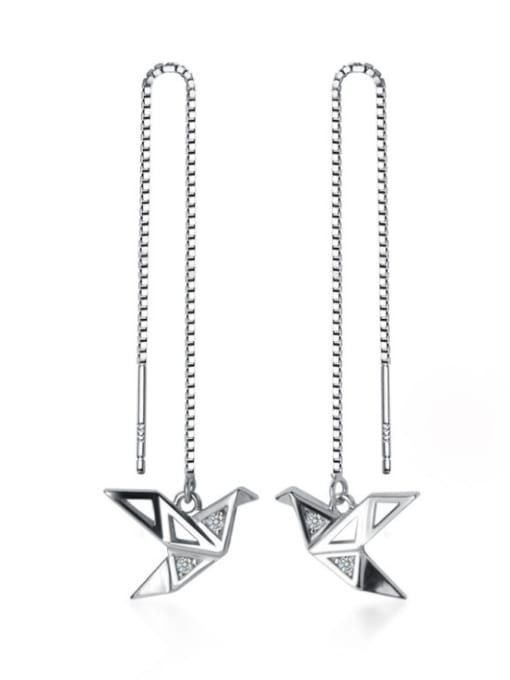 Earring 925 Sterling Silver With Platinum Plated Simplistic  Paper Crane Threader Earrings And Necklace