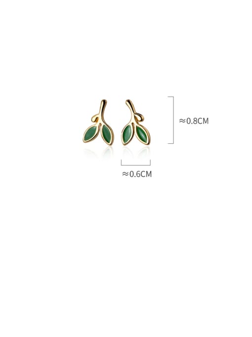 Rosh 925 Sterling Silver With Gold Plated Simplistic Leaf Stud Earrings 4