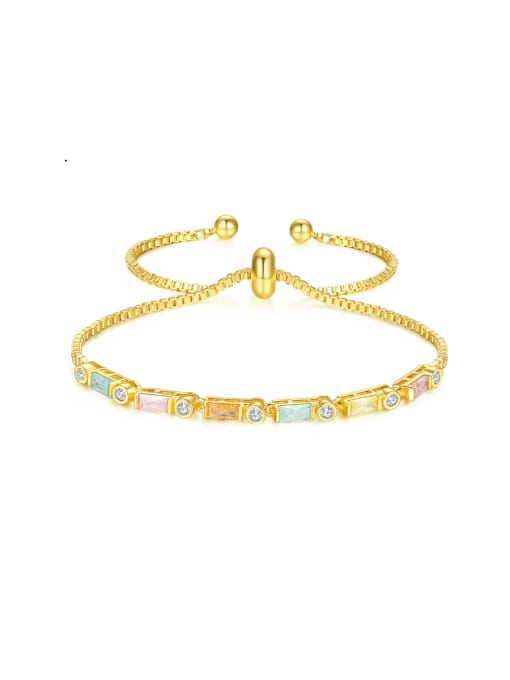 BLING SU Copper With 18k Gold Plated Fashion Geometric Cubic Zirconia Bracelets