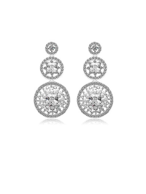 white Copper With Platinum Plated Fashion Round Drop Earrings