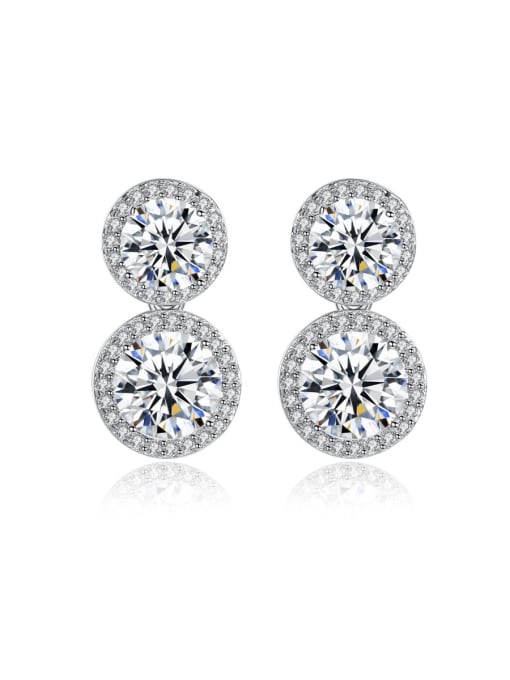 BLING SU Copper With Platinum Plated Delicate Round Cubic Zirconia Stud Earrings 0