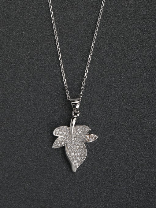 Lin Liang Full drilled maple leaf 925 silver necklaces