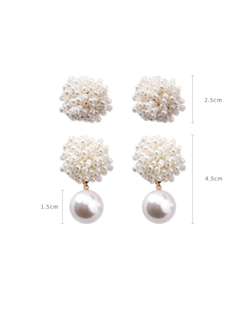 Girlhood Alloy With White Gold Plated Trendy Charm Beads Stud Earrings 2