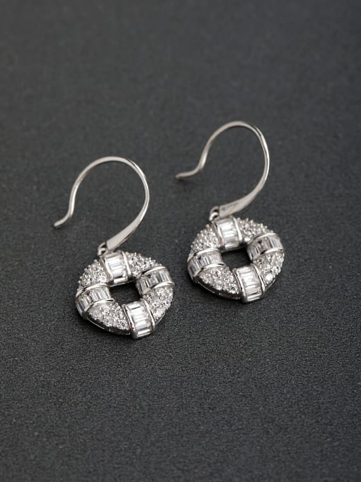 Lin Liang Micro inlay Zircon Bronze coins 925 silver Hook earrings