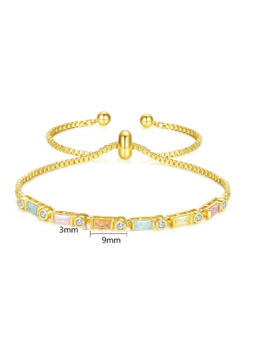 BLING SU Copper With 18k Gold Plated Fashion Geometric Cubic Zirconia Bracelets 4
