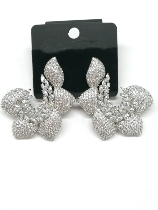 Tabora GODKI Luxury Women Wedding Dubai Copper With White Gold Plated Fashion Flower Earrings