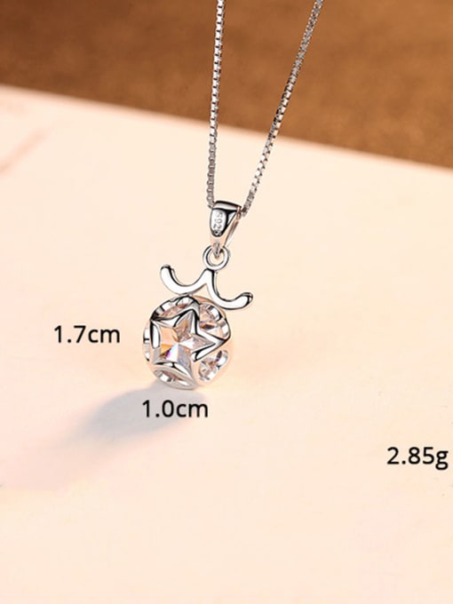 Libra 925 Sterling Silver With  Cubic Zirconia Cute 12 constellations Necklaces