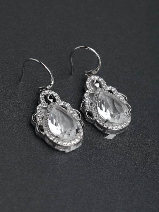 Lin Liang Micro inlay Rhinestone Droplet semi-precious stones Simple 925 silver Stud earrings 0