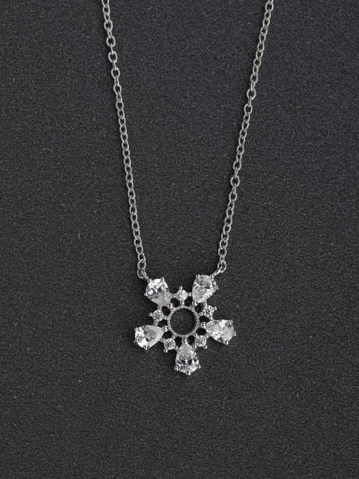 Lin Liang Simple sunflower zircon 925 silver necklace 0