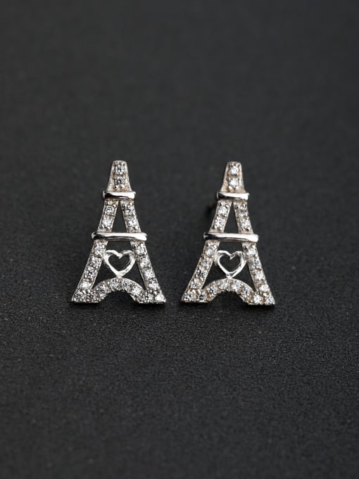 Lin Liang Inlaid Rhinestone pagoda 925 silver Stud earrings 0