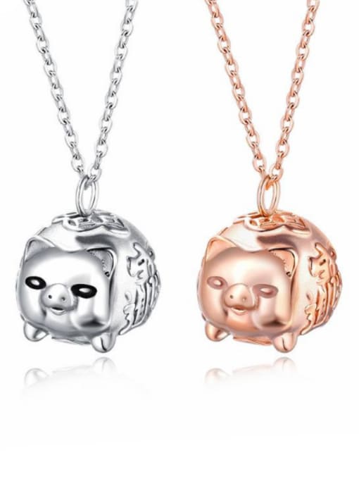 Open Sky Stainless Steel With Rose Gold Plated Cute Animal pig Necklaces 1