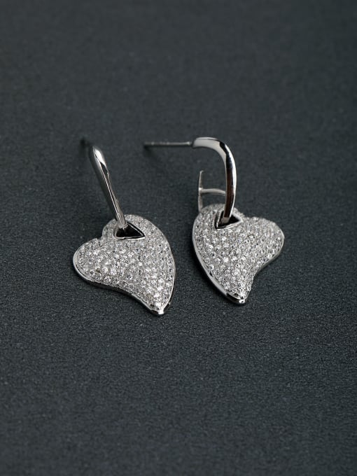 Lin Liang Micro inlay Zircon Love heart 925 silver Drop Earrings 0
