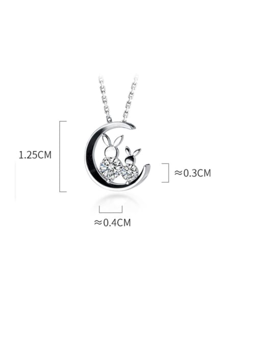 Rosh 925 Sterling Silver With Platinum Plated Personality Moon Rabbit Necklaces 4