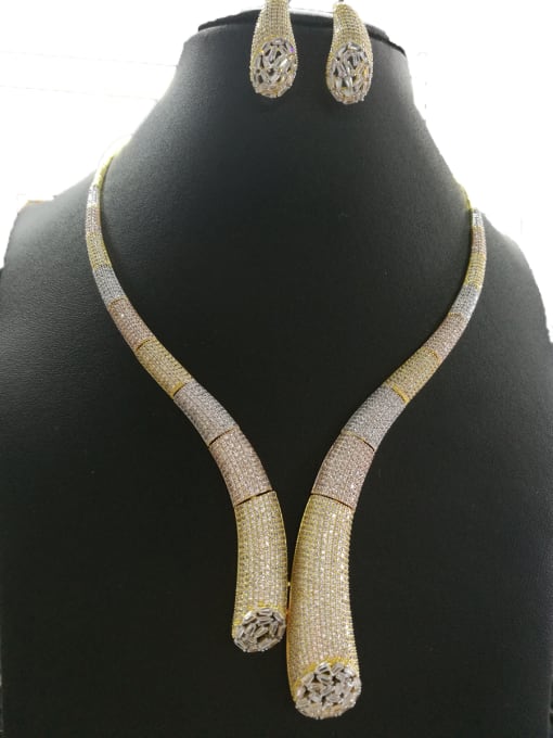 Tabora GODKI Luxury Women Wedding Dubai Copper With Mix Plated Fashion Fringe 2 Piece Jewelry Set 0