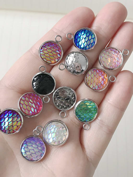 1 package = 12 blends Stainless Steel round with Mermaid scale Charms