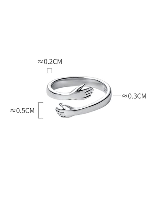 Rosh 925 Sterling Silver With Glossy   Simple little hand Free Size  Rings 4