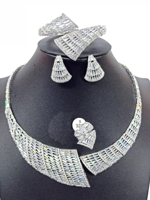 Tabora GODKI Luxury Women Wedding Dubai Copper With White Gold Plated Exaggerated Geometric Jewelry Sets 0