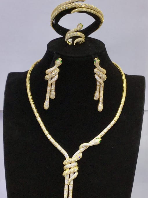 Tabora GODKI Luxury Women Wedding Dubai Copper With Gold Plated Fashion Animal 4 Piece Jewelry Set