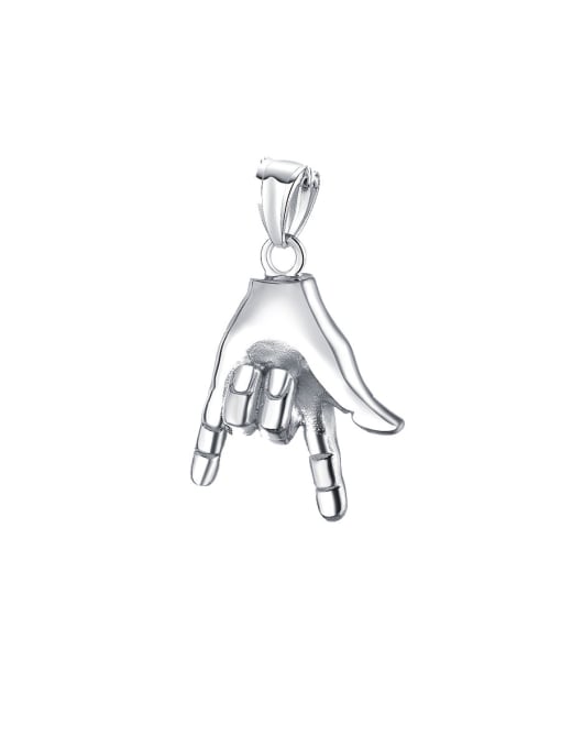 white pendant without chain Stainless Steel With Glossy Rock Gesture  Men's  Pendants