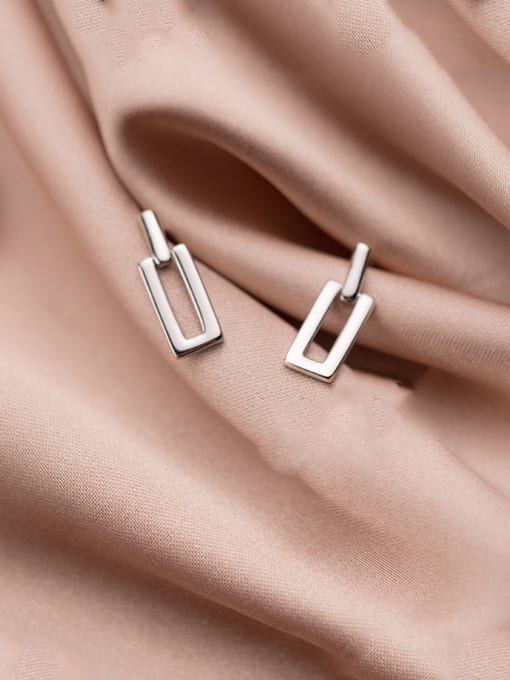 Rosh 925 Sterling Silver With Glossy Simplistic Geometric Stud Earrings 0