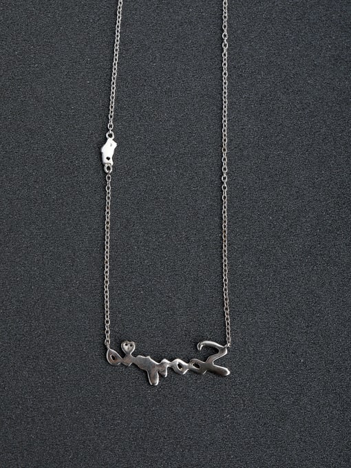 Lin Liang Abstract letters 925 Silver Clavicular chain