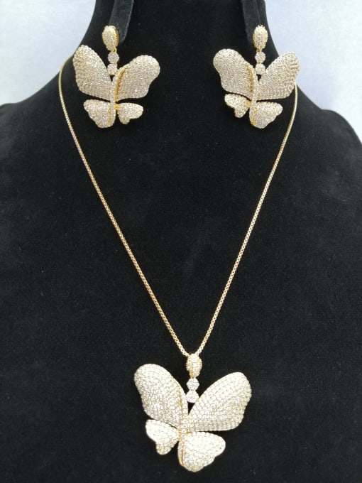 Tabora GODKI Luxury Women Wedding Dubai Copper With Gold Plated Fashion Butterfly 2 Piece Jewelry Set 0