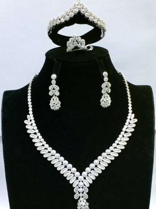 Tabora GODKI Luxury Women Wedding Dubai Copper With White Gold Plated Fashion Water Drop 4 Piece Jewelry Set