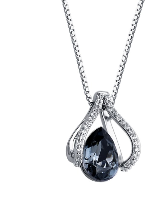 sliver 925 Sterling Silver With Crystal  Classic Water Drop Necklaces